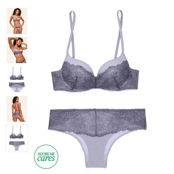 NWT Adore Me Cyla Push Up Set size 34A S purple lace/mesh - Picture 2 of 10